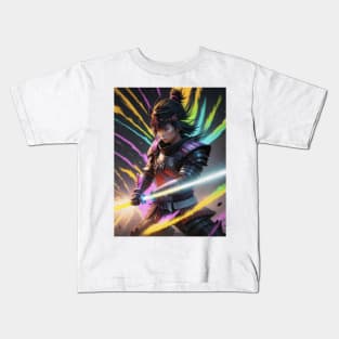 neon samurai girl Kids T-Shirt